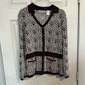 Alfred Dunner brown and white sweater size large